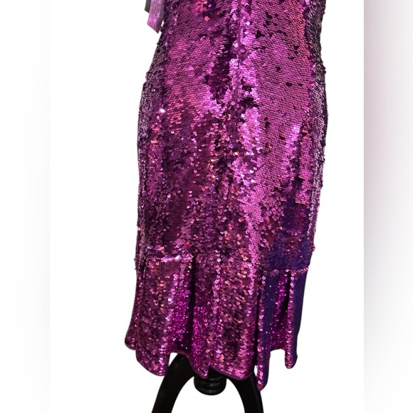 Aidan Mattox Fuschia Pink Flip Sequin Cocktail Party Dress Sz 6 NWT - Picture 3 of 4